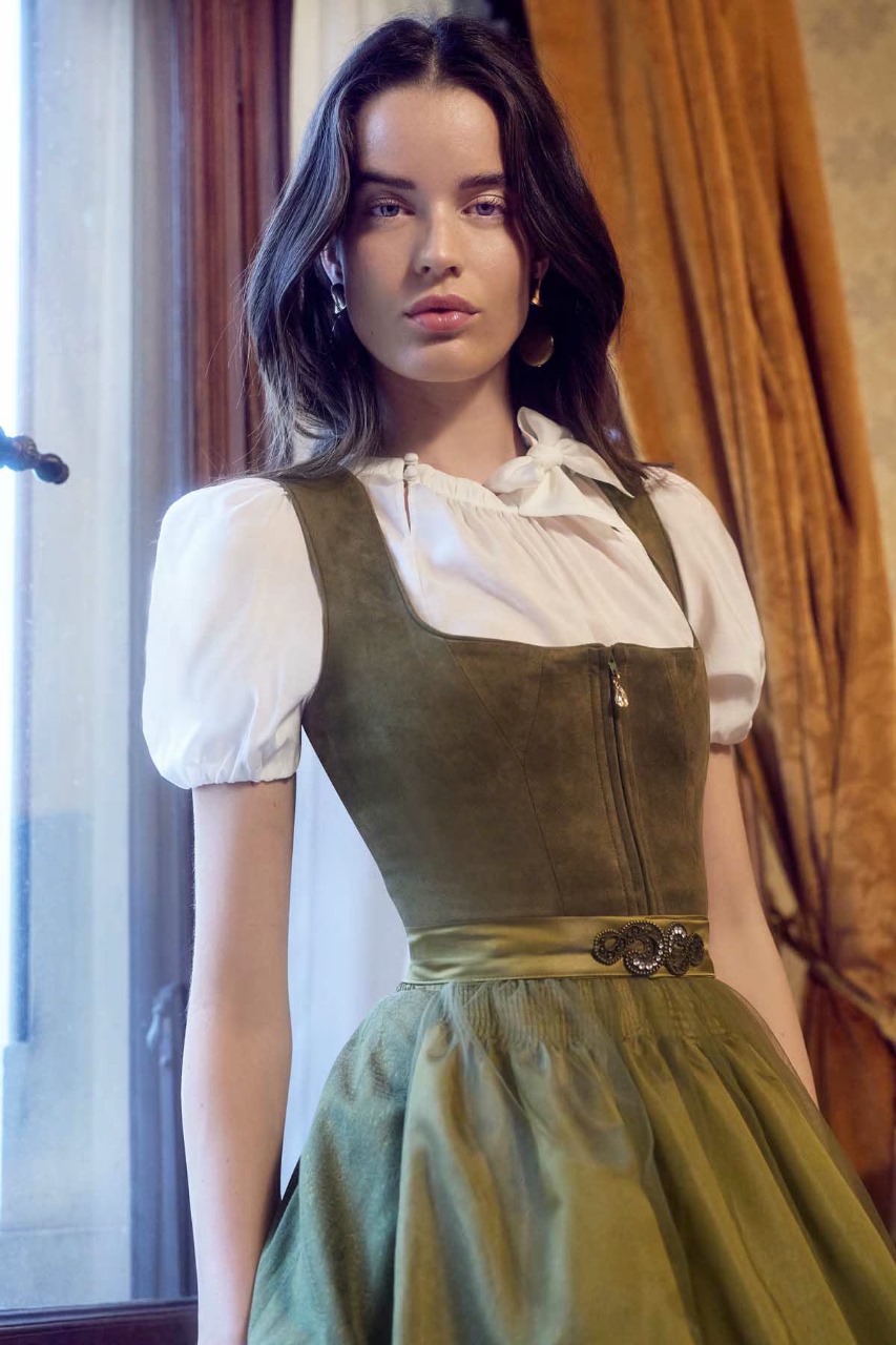 فستان ديرندل أدِيلا اخضر زيتي